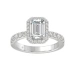 14K WHITE GOLD 4.00CT ROUND/EMERALD DIAMOND LADIES RING (CENTER STONE EMERALD DIAMOND 3.00CT)