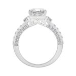 14K WHITE GOLD 4.00CT ROUND/EMERALD/HALF MOON DIAMOND LADIES RING (CENTER STONE EMERALD DIAMOND 3CT) - Image 2