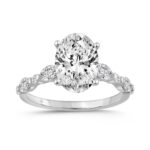 14K WHITE GOLD 4.00CT ROUND/OVAL/MARQUISE DIAMOND LADIES RING (CENTER STONE OVAL DIAMOND 3 1/2CT)