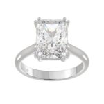 14K WHITE GOLD 5.00CT EMERALD DIAMOND LADIES RING (CENTER STONE EMERALD DIAMOND 5CT)