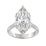 14K WHITE GOLD 5.00CT ROUND/MARQUISE DIAMOND LADIES RING (CENTER STONE MARQUISE DIAMOND 5CT)