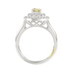 14K WHITE GOLD CRAFTED WITH 18K YELLOW GOLD SHANK  1 1/2CT ROUND/YELLOW OVAL DIAMOND LADIES RING - Image 5