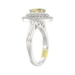 14K WHITE GOLD CRAFTED WITH 18K YELLOW GOLD SHANK  1 1/2CT ROUND/YELLOW OVAL DIAMOND LADIES RING - Image 4