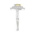 14K WHITE GOLD CRAFTED WITH 18K YELLOW GOLD SHANK  1 1/2CT ROUND/YELLOW OVAL DIAMOND LADIES RING - Image 3