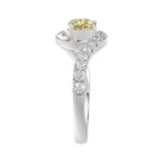 14K WHITE GOLD CRAFTED WITH 18K YELLOW GOLD SHANK  1 1/2CT ROUND/YELLOW PEAR DIAMOND LADIES RING - Image 4