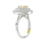 14K WHITE GOLD CRAFTED WITH 18K YELLOW GOLD SHANK  2 1/2CT ROUND/YELLOW PEAR DIAMOND LADIES RING - Image 3
