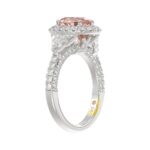 14K WHITE GOLD CRAFTED WITH 18K YELLOW GOLD SHANK  4.00CT ROUND/OVAL/TRIDENT DIAMOND LADIES BRIDAL RING (CENTER STONE OVAL PINK DIAMOND 2.00CT) - Image 4