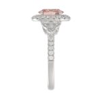 14K WHITE GOLD CRAFTED WITH 18K YELLOW GOLD SHANK  4.00CT ROUND/OVAL/TRIDENT DIAMOND LADIES BRIDAL RING (CENTER STONE OVAL PINK DIAMOND 2.00CT) - Image 3