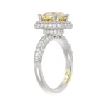 14K WHITE GOLD CRAFTED WITH 18K YELLOW GOLD SHANK  4.00CT ROUND/YELLOW CUSHION DIAMOND LADIES RING (CENTER STONE CUSHION YELLOW DIAMOND 3.00CT) - Image 3
