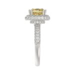 14K WHITE GOLD CRAFTED WITH 18K YELLOW GOLD SHANK  4.00CT ROUND/YELLOW CUSHION DIAMOND LADIES RING (CENTER STONE CUSHION YELLOW DIAMOND 3.00CT) - Image 4