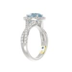 14K WHITE GOLD CRAFTED WITH 18K YELLOW GOLD SHANK 1 3/4CT ROUND/PEAR DIAMOND LADIES RING (CENTER STONE BLUE PEAR DIAMOND 1.00CT) - Image 4