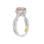 14K WHITE GOLD CRAFTED WITH 18K YELLOW GOLD SHANK 2 1/2CT ROUND/CUSHION DIAMOND LADIES BRIDAL RING (CENTER STONE CUSHION PINK DIAMOND 2.00CT) - Image 3