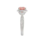 14K WHITE GOLD CRAFTED WITH 18K YELLOW GOLD SHANK 2 1/2CT ROUND/CUSHION DIAMOND LADIES BRIDAL RING (CENTER STONE CUSHION PINK DIAMOND 2.00CT) - Image 4