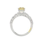 14K WHITE GOLD CRAFTED WITH 18K YELLOW GOLD SHANK 2 3/4CT ROUND/BAGUETTE/EMERALD DIAMOND LADIES BRIDAL RING (CENTER STONE RADIANT YELLOW DIAMOND 2.00C - Image 5