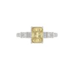 14K WHITE GOLD CRAFTED WITH 18K YELLOW GOLD SHANK 2 3/4CT ROUND/BAGUETTE/EMERALD DIAMOND LADIES BRIDAL RING (CENTER STONE RADIANT YELLOW DIAMOND 2.00C - Image 2