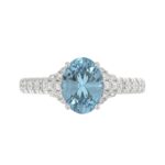 14K WHITE GOLD CRAFTED WITH 18K YELLOW GOLD SHANK 2 3/4CT ROUND/BLUE OVAL DIAMOND LADIES RING (CENTER STONE OVAL BLUE DIAMOND 2.00CT) - Image 2