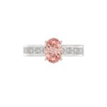 14K WHITE GOLD CRAFTED WITH 18K YELLOW GOLD SHANK 2 3/4CT ROUND/OVAL/PRINCESS/BAGUETTE DIAMOND LADIES RING (CENTER STONE PINK OVAL DIAMOND 1 1/2CT) - Image 2