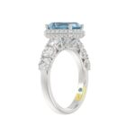 14K WHITE GOLD CRAFTED WITH 18K YELLOW GOLD SHANK 3 1/2CT ROUND/RADIANT DIAMOND LADIES RING (CENTER STONE RADIANT BLUE DIAMOND 2.00CT) - Image 4
