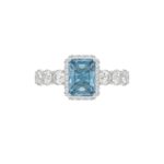 14K WHITE GOLD CRAFTED WITH 18K YELLOW GOLD SHANK 3 1/2CT ROUND/RADIANT DIAMOND LADIES RING (CENTER STONE RADIANT BLUE DIAMOND 2.00CT) - Image 2
