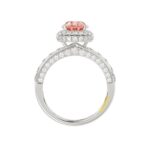 14K WHITE GOLD CRAFTED WITH 18K YELLOW GOLD SHANK 3 1/3CT ROUND/PEAR DIAMOND LADIES RING (CENTER STONE PINK PEAR DIAMOND 2.00CT) - Image 5