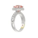 14K WHITE GOLD CRAFTED WITH 18K YELLOW GOLD SHANK 3 1/3CT ROUND/PEAR DIAMOND LADIES RING (CENTER STONE PINK PEAR DIAMOND 2.00CT) - Image 4