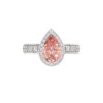 14K WHITE GOLD CRAFTED WITH 18K YELLOW GOLD SHANK 3 1/3CT ROUND/PEAR DIAMOND LADIES RING (CENTER STONE PINK PEAR DIAMOND 2.00CT) - Image 2