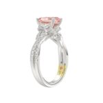14K WHITE GOLD CRAFTED WITH 18K YELLOW GOLD SHANK 3.00CT ROUND/HALF MOON/EMERALD DIAMOND LADIES RING (CENTER STONE EMERALD PINK DIAMOND 2.00CT) - Image 4