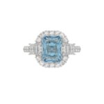 14K WHITE GOLD CRAFTED WITH 18K YELLOW GOLD SHANK 4 1/2CT ROUND/EMERALD DIAMOND LADIES RING  (CENTER STONE EMERALD BLUE DIAMOND 3.00CT) - Image 5