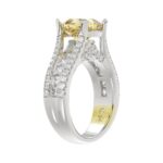 14K WHITE GOLD CRAFTED WITH 18K YELLOW GOLD SHANK 4 1/2CT ROUND/PRINCESS/CUSHION DIAMOND LADIES RING (CENTER STONE YELLOW CUSHION DIAMOND 3.00CT) - Image 4