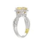 14K WHITE GOLD CRAFTED WITH 18K YELLOW GOLD SHANK 4 1/2CT ROUND/YELLOW OVAL DIMAOND LADIES RING (CENTER STONE YELLOW OVAL  DIAMOND 2.00CT) - Image 4