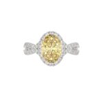 14K WHITE GOLD CRAFTED WITH 18K YELLOW GOLD SHANK 4 1/2CT ROUND/YELLOW OVAL DIMAOND LADIES RING (CENTER STONE YELLOW OVAL  DIAMOND 2.00CT) - Image 2