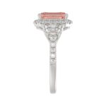14K WHITE GOLD CRAFTED WITH 18K YELLOW GOLD SHANK 4 1/4CT ROUND/RADIANT/TRAPEZOID DIAMOND LADIES RING (CENTER STONE PINK RADIANT DIAMOND 3.00CT) - Image 3