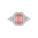 14K WHITE GOLD CRAFTED WITH 18K YELLOW GOLD SHANK 4 1/4CT ROUND/RADIANT/TRAPEZOID DIAMOND LADIES RING (CENTER STONE PINK RADIANT DIAMOND 3.00CT) - Image 2
