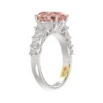 14K WHITE GOLD CRAFTED WITH 18K YELLOW GOLD SHANK 4 3/4CT ROUND/OVAL/RADIANT DIAMOND LADIES RING (CENTER STONE OVAL PINK DIAMOND 3.00CT) - Image 4