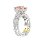 14K WHITE GOLD CRAFTED WITH 18K YELLOW GOLD SHANK 4.00CT ROUND/OVAL DIAMOND LADIES BRIDAL SET (CENTER STONE OVAL PINK DIAMOND 3.00CT) - Image 4