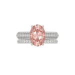 14K WHITE GOLD CRAFTED WITH 18K YELLOW GOLD SHANK 4.00CT ROUND/OVAL DIAMOND LADIES BRIDAL SET (CENTER STONE OVAL PINK DIAMOND 3.00CT) - Image 2