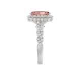14K WHITE GOLD CRAFTED WITH 18K YELLOW GOLD SHANK 4.00CT ROUND/RADIANT DIAMOND LADIES BRIDAL RING (CENTER STONE RADIANT PINK DIAMOND 3.00CT) - Image 3