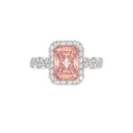 14K WHITE GOLD CRAFTED WITH 18K YELLOW GOLD SHANK 4.00CT ROUND/RADIANT DIAMOND LADIES BRIDAL RING (CENTER STONE RADIANT PINK DIAMOND 3.00CT) - Image 2