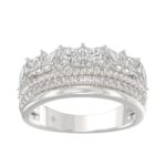 14K White Gold Ladies Fashion Ring with 1.00 CT Round & Marquise Diamonds