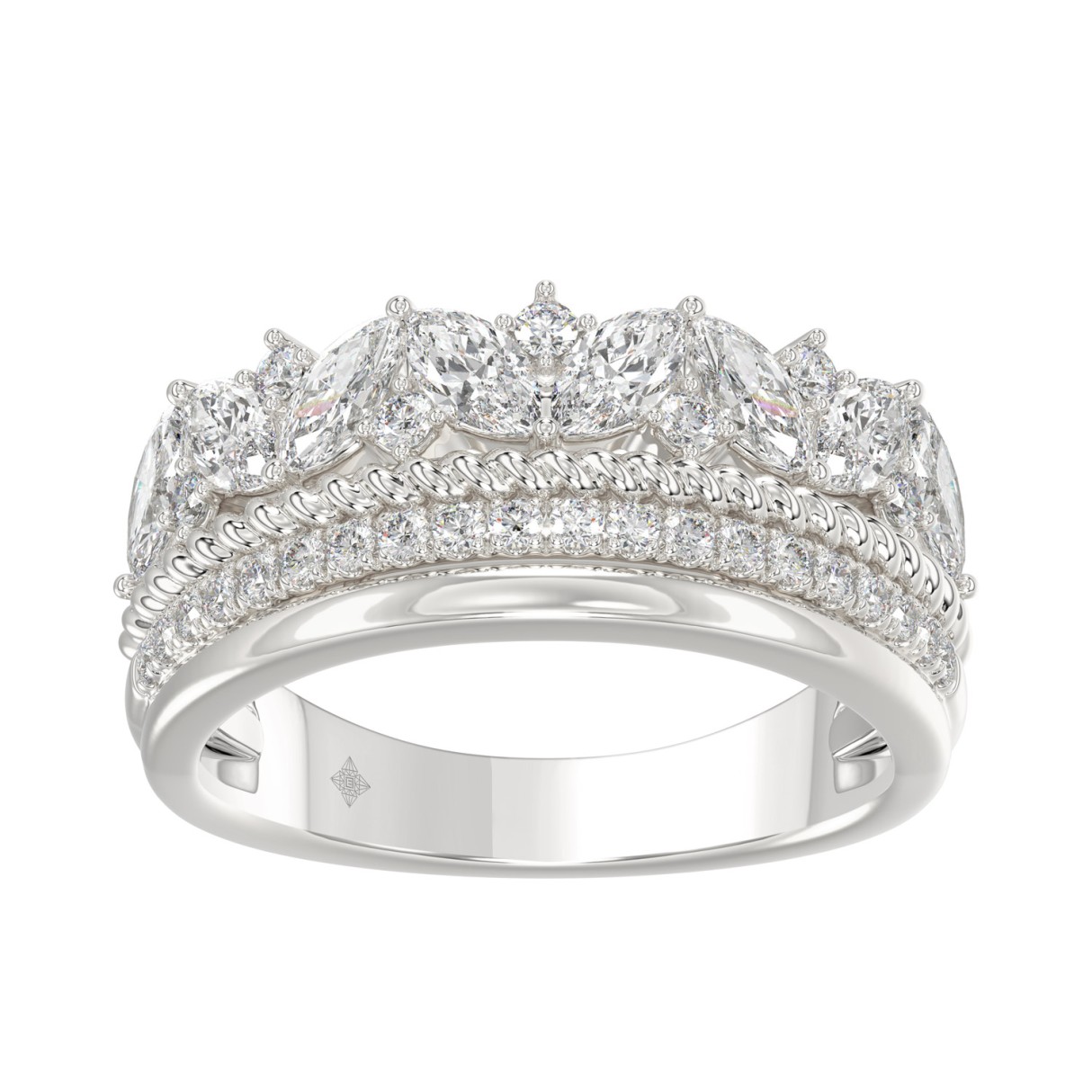 14K White Gold Ladies Fashion Ring with 1.00 CT Round & Marquise Diamonds - Image 1