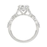 14K White Gold Oval Diamond Fancy Engagement Ring for Ladies 2 1/2CT with Marquise & Round Diamond 2.00CT Oval Center stone (Color F-G -Clarity VS - Image 2