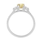 14K White Gold Yellow Oval/Round Diamond 1 1/4 CT Ladies Engagement Ring 1.00CT Yellow Oval Center stone (Color F-G -Clarity VS1/VS2) - Image 2
