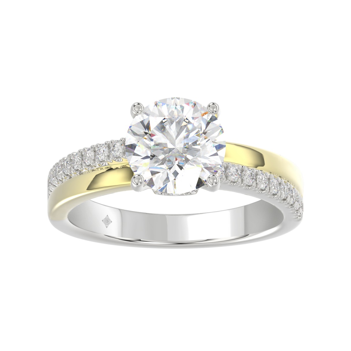 14K WHITE/YELLOW GOLD 2 1/4CT ROUND DIAMOND LADIES RING (CENTER STONE ROUND DIAMOND 2CT) - Image 1