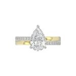 14K WHITE/YELLOW GOLD 2 1/4CT ROUND/PEAR DIAMOND LADIES RING (CENTER STONE PEAR DIAMOND 2CT) - Image 2