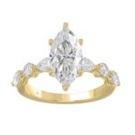 14K Yellow Gold  Bridal Fashion Ring for Ladies 4CT Round & Marquise& Pear Cut Diamonds 3.00CT Marquise Center stone (Color F-G -Clarity VS1/V