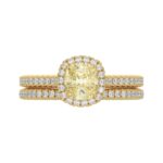 14K YELLOW GOLD 1 1/2CT CUSHION/ROUND DIAMOND LADIES BRIDAL SET (CENTER STONE YELLOW CUSHION DIAMOND 1CT) - Image 5