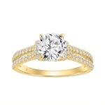 14K YELLOW GOLD 1 1/2CT ROUND DIAMOND LADIES BRIDAL RING (CENTER STONE ROUND DIAMOND 1CT)