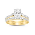 14K YELLOW GOLD 1 1/2CT ROUND/OVAL DIAMOND LADIES BRIDAL SET (CENTER STONE OVAL DIAMOND 1.00CT)