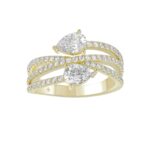 14K YELLOW GOLD 1 1/2CT ROUND/PEAR DIAMOND LADIES RING (CENTER STONE PEAR DIAMOND 1CT)