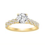 14K YELLOW GOLD 1 1/3CT ROUND DIAMOND LADIES BRIDAL RING (CENTER STONE ROUND DIAMOND 1CT)